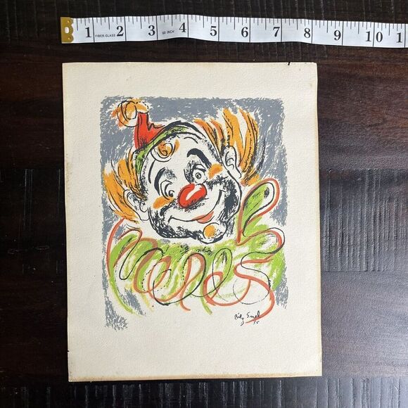 Bily Snel Clown Print 1955 African American Artist MCM Listed Artist - Picture 3 of 5